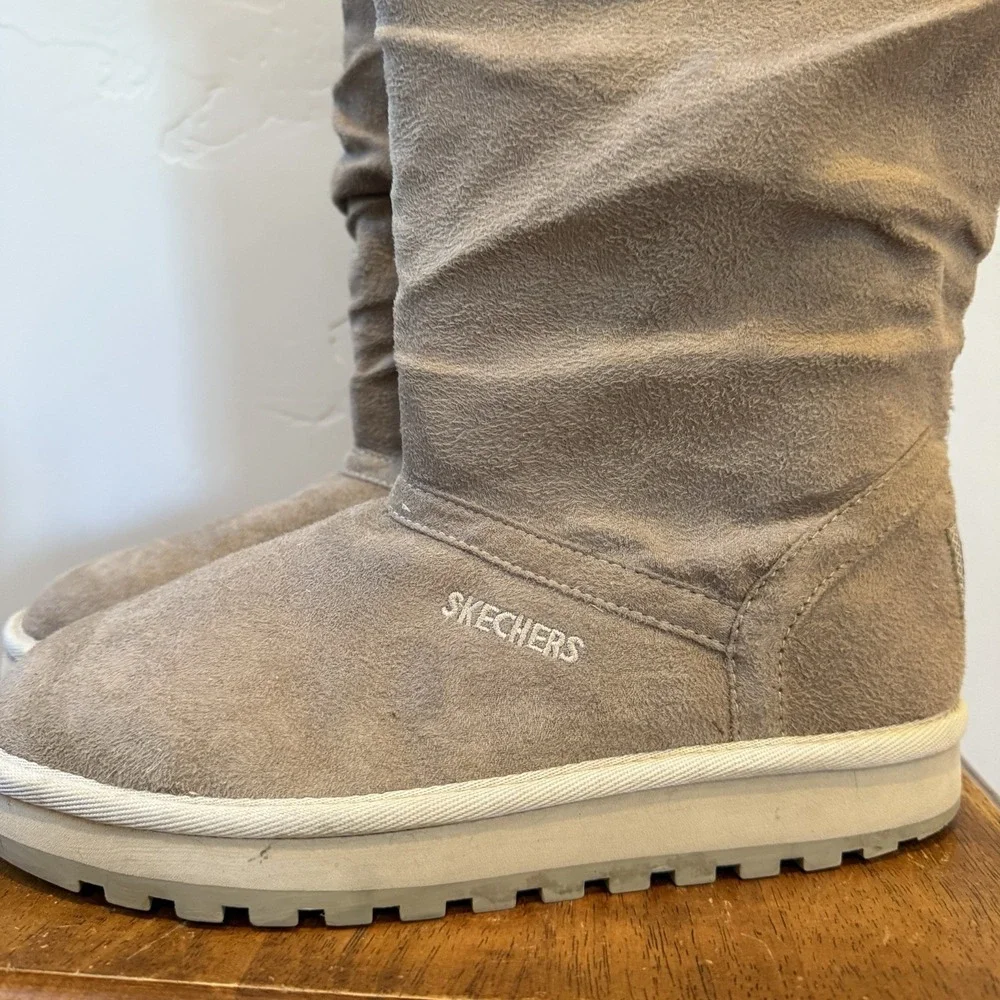 Womens Skechers Australia 9 Tan Pull On Slouch Mid Calf Boots Y2K  Faux Suede‎